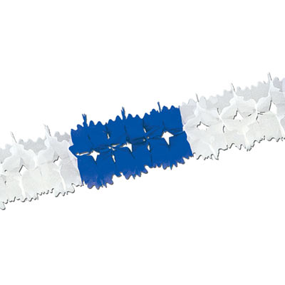 Blue and White Pageant Garland made of tissue material.