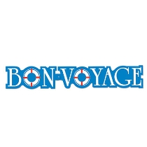 Bon Voyage Streamer with a blue background and white lettering.