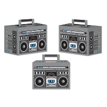 Boom Box Favor Boxes printed to replicate an 80's boombox.