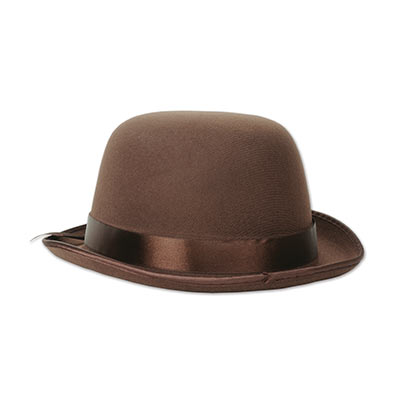 Brown Bowler Hat with Shiny Brown Band