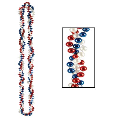 Red, White and Blue Braided Beads