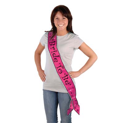 Bright Pink Bride To be Satin Sash with black lettering