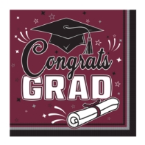 Burgundy Congrats 2-Ply Grad Luncheon Napkins (Pack of 432) burgundy grad napkins, congrats grad napkins, 2 ply luncheon napkins, graduation party supplies, burgundy party napkins, tissue napkins bulk, graduation tableware