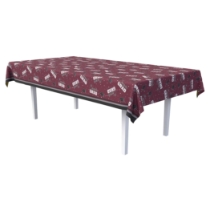 Burgundy Congrats Grad Tablecover (Pack of 12) burgundy graduation tablecover, congrats grad tablecover, plastic grad tablecloth, 54 x 108 tablecover, graduation cap tablecover, graduation party supplies, burgundy grad decorations, Party Express tablecovers, pack of 12 tablecovers