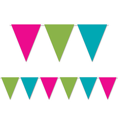 Pink, Green and Teal Indoor/Outdoor Pennant Banner