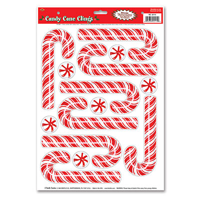 Candy Cane Cling Decorations