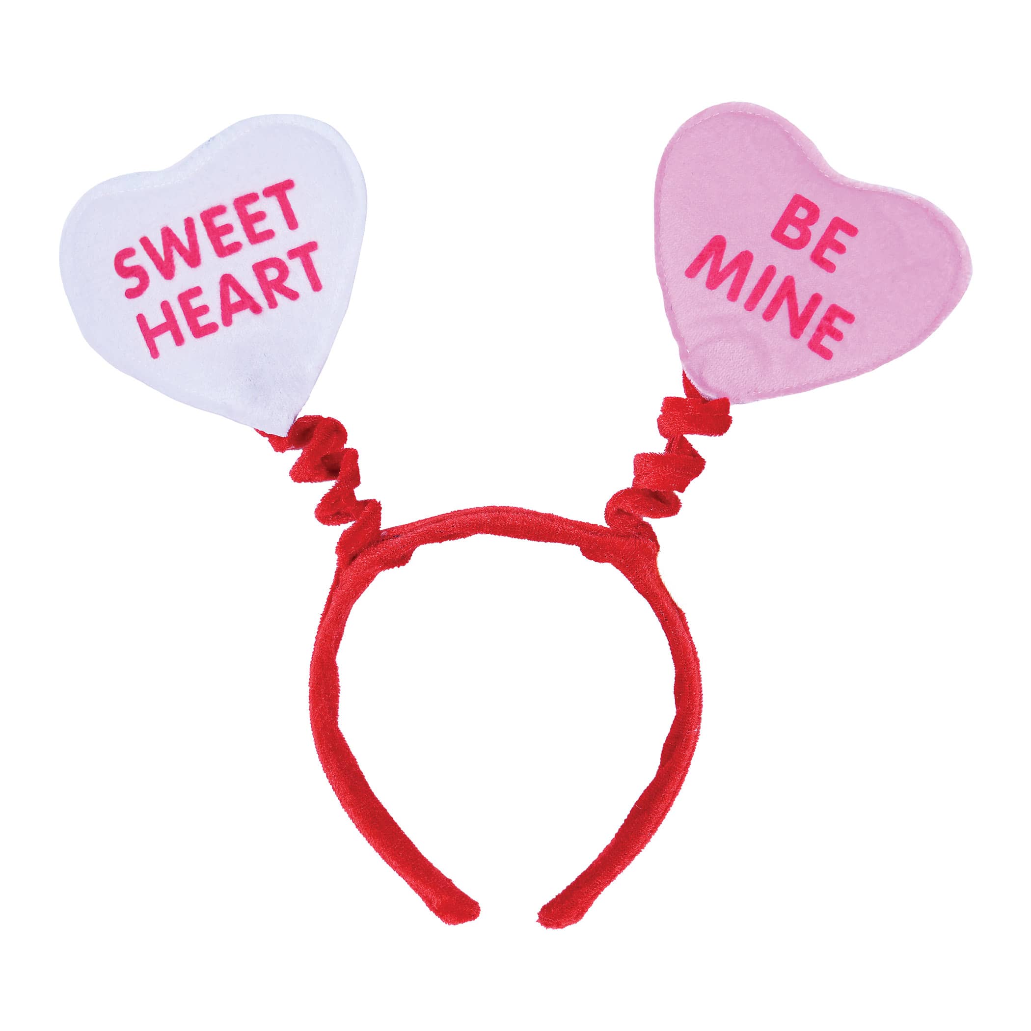 Candy Heart Boppers (Pack of 12) candy heart boppers, valentines day headbands, valentine party favors, conversation heart headband, sweet heart bopper, be mine headband, felt heart headband, valentine accessories, classroom valentine party supplies, valentine photo booth props, holiday party headbands, snap on headband, valentine decorations, pack of 12 boppers, Party Express