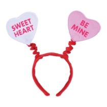Candy Heart Boppers (Pack of 12) candy heart boppers, valentine's day headbands, valentine party favors, conversation heart headband, sweet heart bopper, be mine headband, felt heart headband, valentine accessories, classroom valentine party supplies, valentine photo booth props, holiday party headbands, snap on headband, valentine decorations, pack of 12 boppers, Party Express