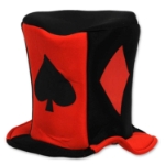 large fabric hat with playing card suit designs 