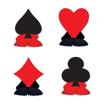 Card "Suit" Playmates includes hearts, spades, diamonds and clubs on black or red tissue base.