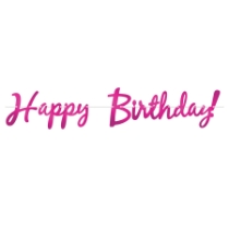 Cerise Foil Happy Birthday Streamer