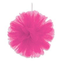 Cerise Tulle Balls (Pack of 24) cerise tulle balls, pink tulle decorations, 8 inch tulle balls, hanging tulle pom poms, cerise party décor, tulle hanging decorations, baby shower tulle décor, Party Express tulle balls