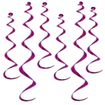 Metallic cerise whirls for ceiling decoration.