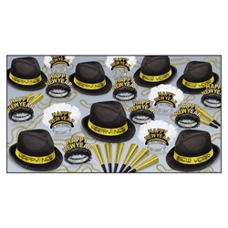 black and gold 1920s themed new years eve party kit for 50 people