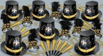 Champagne Toast Assortment for 50 Champagne Toast Assortment for 50, 2022, elegant design, champagne, champagne glasses, black, gold, new year's eve, party kit, hat, tiara, horn, beads, wholesale, inexpensive, bulk, party favor
