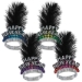 bright colored happy new year tiaras with a black feather