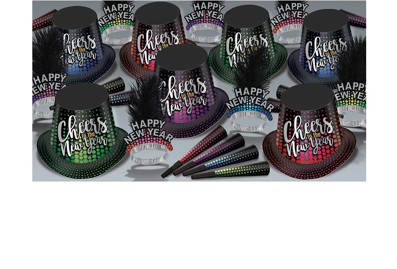 Cheers To The New Year Assortment for 50 Cheers To The New Year Assortment, new year, party kit, NYE, new years eve, wholesale, bulk, cheap, inexpensive, hats, tiaras, assortment