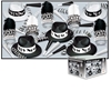 DISC-Chicago Swing Asst for 10 Chicago Swing Assortment, swing, black and white, party favors, fedora, hat, tiara, horns, serpentine, wholesale, inexpensive, bulk, new years eve