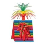 Chili Pepper Centerpieces has a bottom of bright colors with chili peppers and a cascaded top.