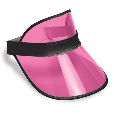 Clear Cerise Plastic Dealers Visor with a black band