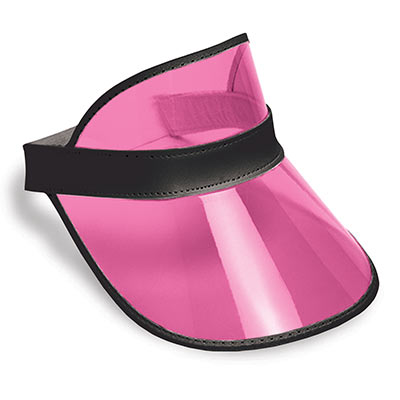 Clear Cerise Plastic Dealer's Visor with a black band