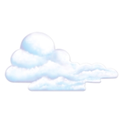 Cloud Cutouts on card stock material to replicate fluffy clouds.