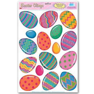 Easter printed eggs on assorted designed eggs.