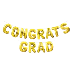 Gold Congrats Grad Balloon Streamer