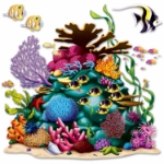 Coral Reef Prop printed on thin plastic material.