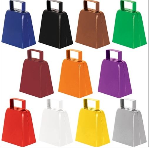 Various color options of cowbells with bell included. 
