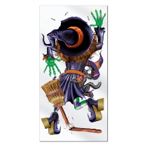 Crashing Witch Door Cover (Pack of 12) Clutsy, witch, door cover, door, halloween, crash, indoors, outdoors 