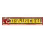 This banner shouts "Crawfish Boil" with a crawfish on the left with cooking supplies.