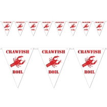 Red Lettering Crawfish Boil Pennant Banner 