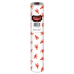 Crawfish Table Roll with a white background and red crawfish printed on it.