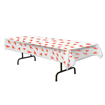 White Plastic with Crawfish Table Cover