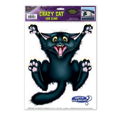 Crazy Cat Cling (Pack of 12) Crazy Cat Cling, cling, decoration, black, cat, halloween, wholesale, inexpensive, bulk