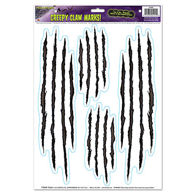Creepy Claw Marks! Peel N Place (Pack of 48) Creepy Claw Marks! Peel N Place, decoration, halloween, claw, marks, wholesale, inexpenisve, bulk