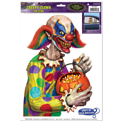 Creepy Clown Cling (Pack of 12) Creepy Clown Cling, clown, decoration halloween, wholesale, inexpenisve, bulk