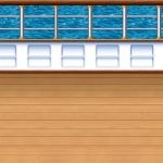 Cruise Ship Deck Backdrop printed on thin plastic material.