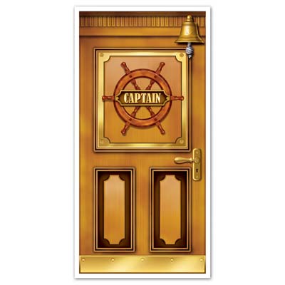 Cruise Ship Door Cover printed with a wooden look.