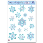 Blue Crystal Snowflake Cling Decorations