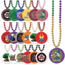 Custom Full-Color Decal Print-N-Toss Medallion Beads Custom Imprinted Print-N-Toss Medallion Beads, custom, beads, party favor, holiday, wholesale, inexpensive, bulk, new year's eve, st. patrick's day, mardi gras, oktoberfest