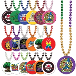 Custom Full-Color Decal Print-N-Toss Medallion Beads Custom Imprinted Print-N-Toss Medallion Beads, custom, beads, party favor, holiday, wholesale, inexpensive, bulk, new years eve, st. patricks day, mardi gras, oktoberfest