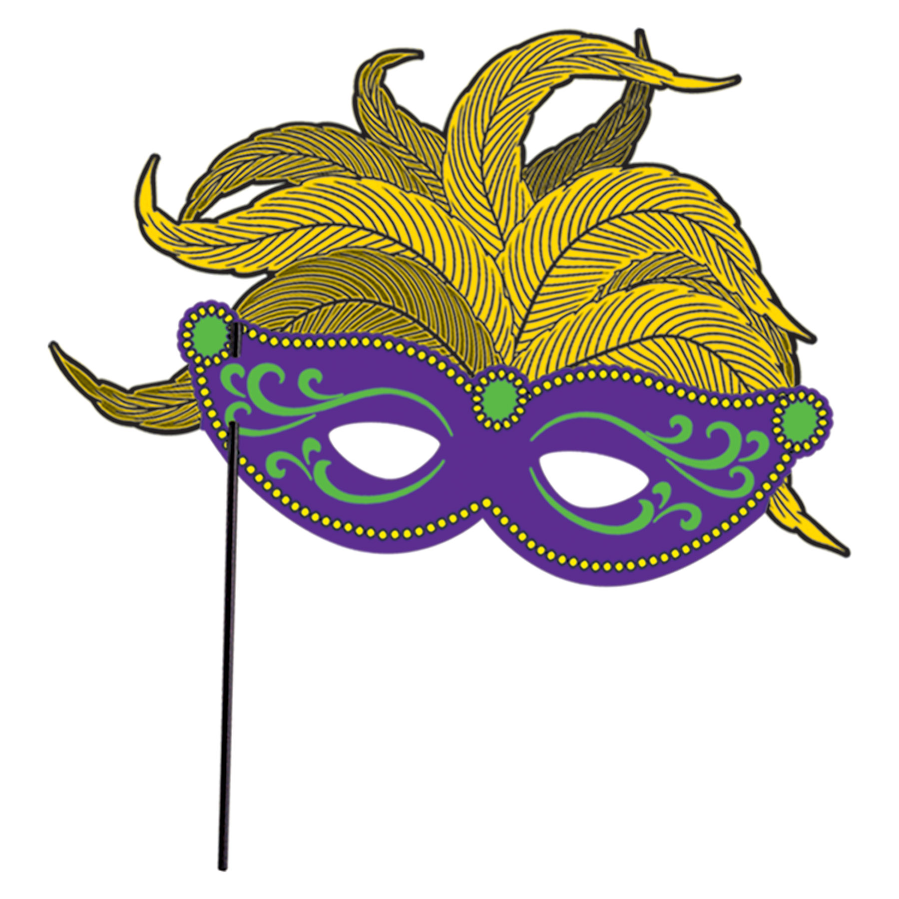 Custom Printed Mardi Gras Stick Mask cardstock, masks, mardi gras, halloween, customize 