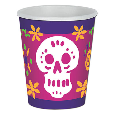 Day Of The Dead Beverage Cups (Pack of 12) Day Of The Dead Beverage Cups, day of the dead, halloween, skull, wholesale, inexpensive, bulk