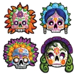 Day Of The Dead Masks (Pack of 48) Sugar skull, skull, masks, day of the dead, halloween, fiesta 