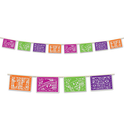 Day Of The Dead Picado Banner (Pack of 12) Day Of The Dead Picado Banner, day of the dead, banner, decoration, wholesale, inexpensive, bulk