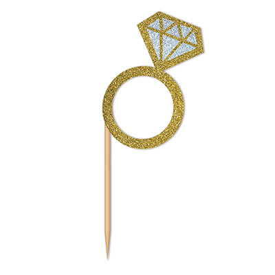 Card stock prismatic ring attached to a toothpick.
