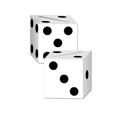 Dice Card Boxes printed on white card stock material to replicate dice.
