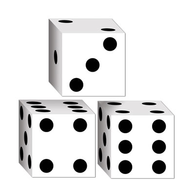 Dice Favor Boxes printed on white card stock material to replicate dice.